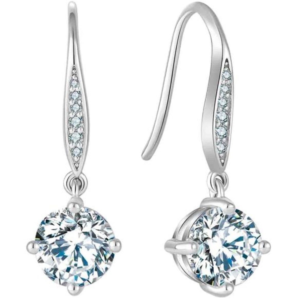 2ct Womens Moissanite Round Drop Dangle Earrings Sterling Silver Trendy 240$